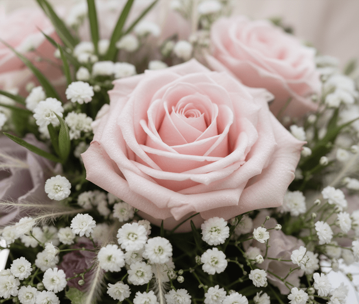 Ukážková foto – aranžmán v ružových tónoch